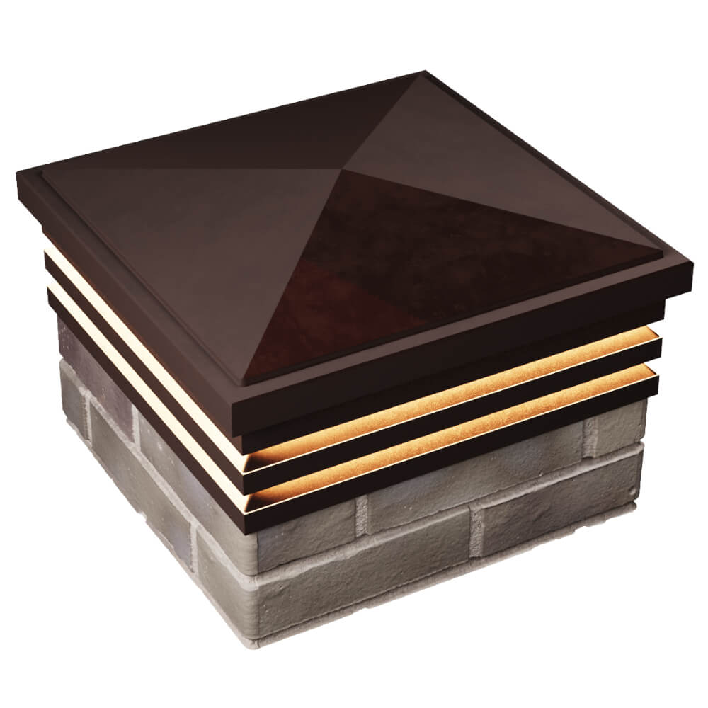 Колпак Zking Бона ХайТек Коричневый на столб 1.5х1.5 кирпича (385х385мм) с подсветкой в Армавире фото