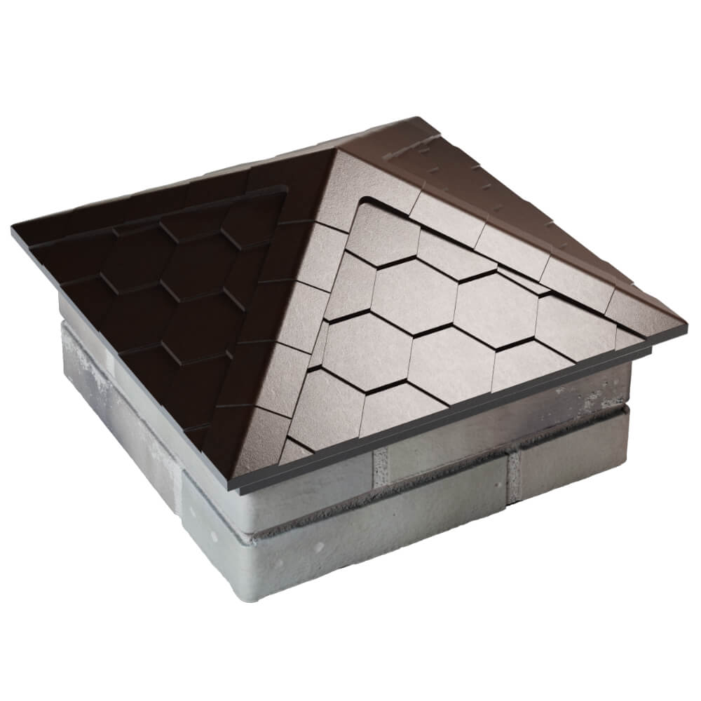 Колпак Zking Эверест Коричневый на столб 1.5х1.5 кирпича (390х390мм) в Армавире фото