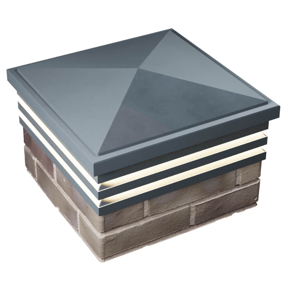 Колпак Zking Бона ХайТек Серый на столб 1.5х1.5 кирпича (385х385мм) с подсветкой в Армавире фото