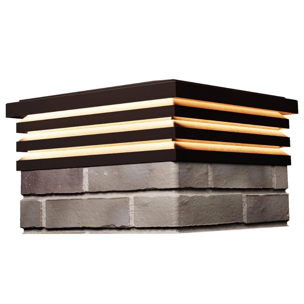 Колпак Zking Бона ХайТек Коричневый на столб 1.5х1.5 кирпича (385х385мм) с подсветкой в Армавире фото