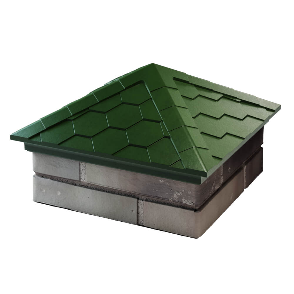 Колпак Zking Эверест Зеленый на столб 1.5х1.5 кирпича (390х390мм) в Армавире фото