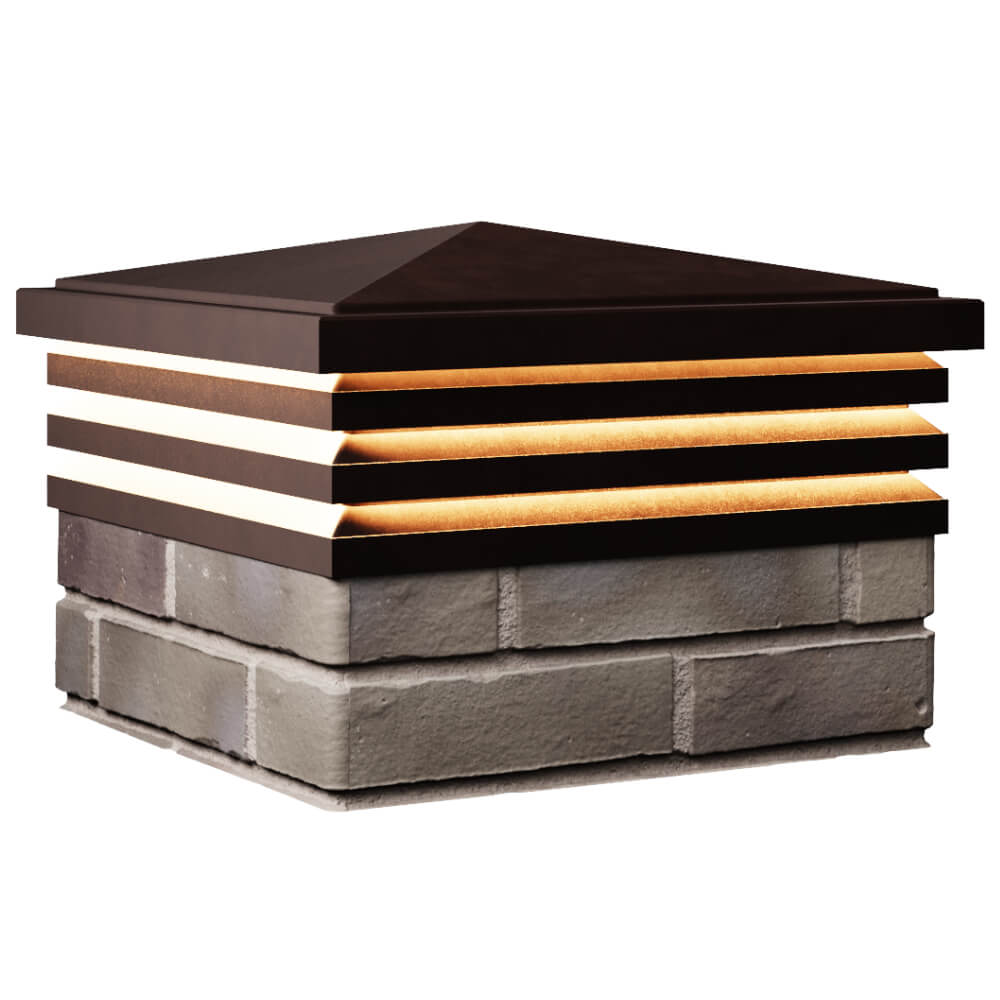 Колпак Zking Бона ХайТек Коричневый на столб 1.5х1.5 кирпича (385х385мм) с подсветкой в Армавире фото