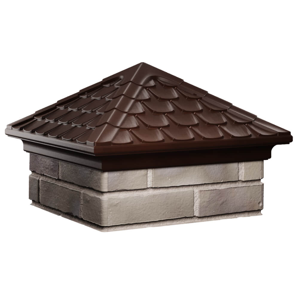 Колпак Zking Эльбрус Коричневый на столб 1.5х1.5 кирпича (385х385мм) в Армавире фото