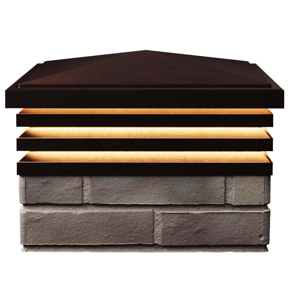 Колпак Zking Бона ХайТек Коричневый на столб 1.5х1.5 кирпича (385х385мм) с подсветкой в Армавире фото